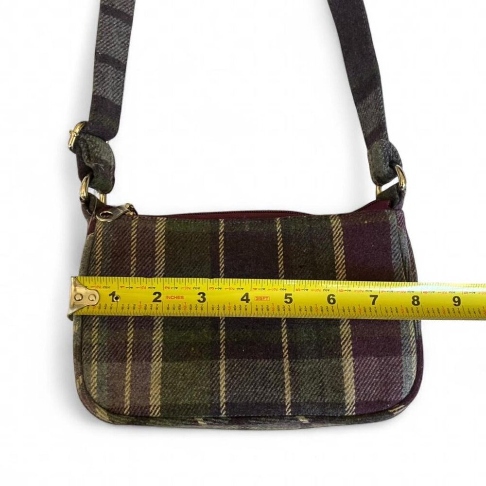 NWT Earth Squared Fair Trade Flecked Plaid Tartan Wool Blend Crossbody Bag Purse - Picture 7 of 8